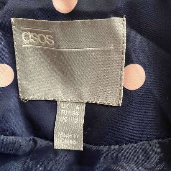 ASOS Women's Waterproof Navy Polka Dot Lightweight Puffer Jacket Size 2 - Picture 7 of 8